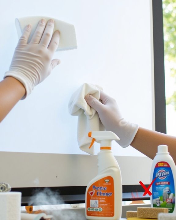 avoid harsh abrasive cleaning