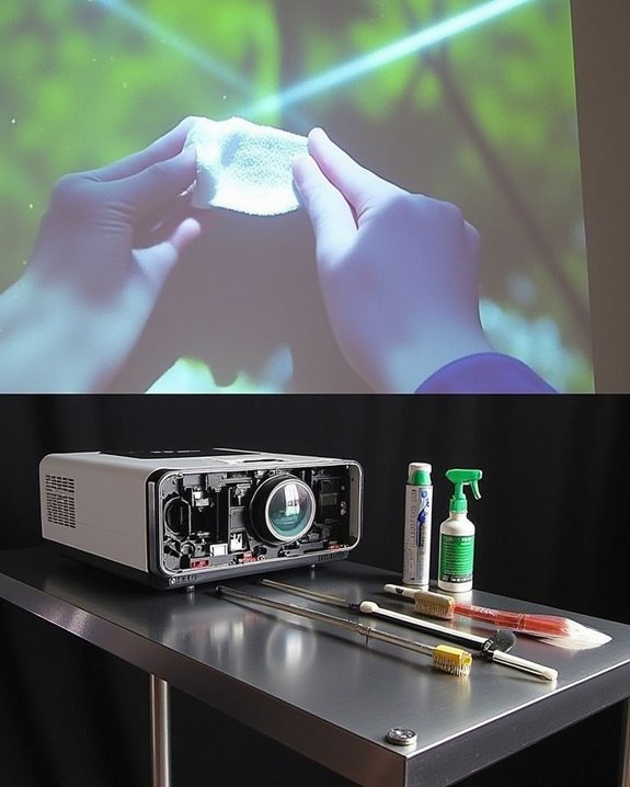 maintain projector cleanliness and alignment