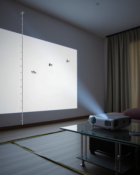 projector distance and size