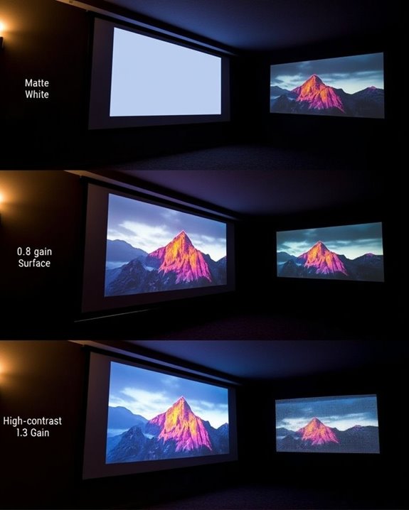 screen gain surface types